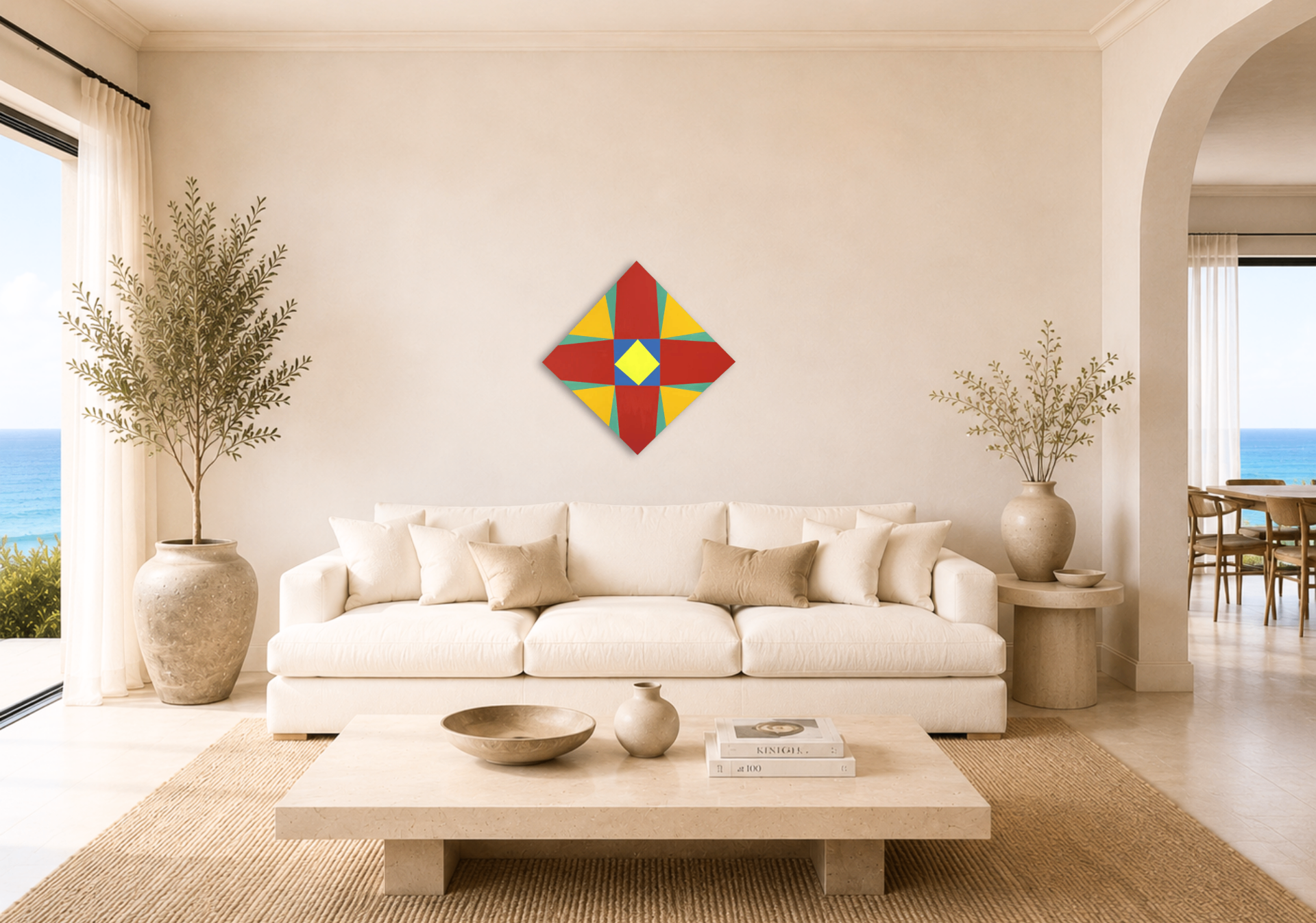 Yellow Diamond Windmill shown in a room setting