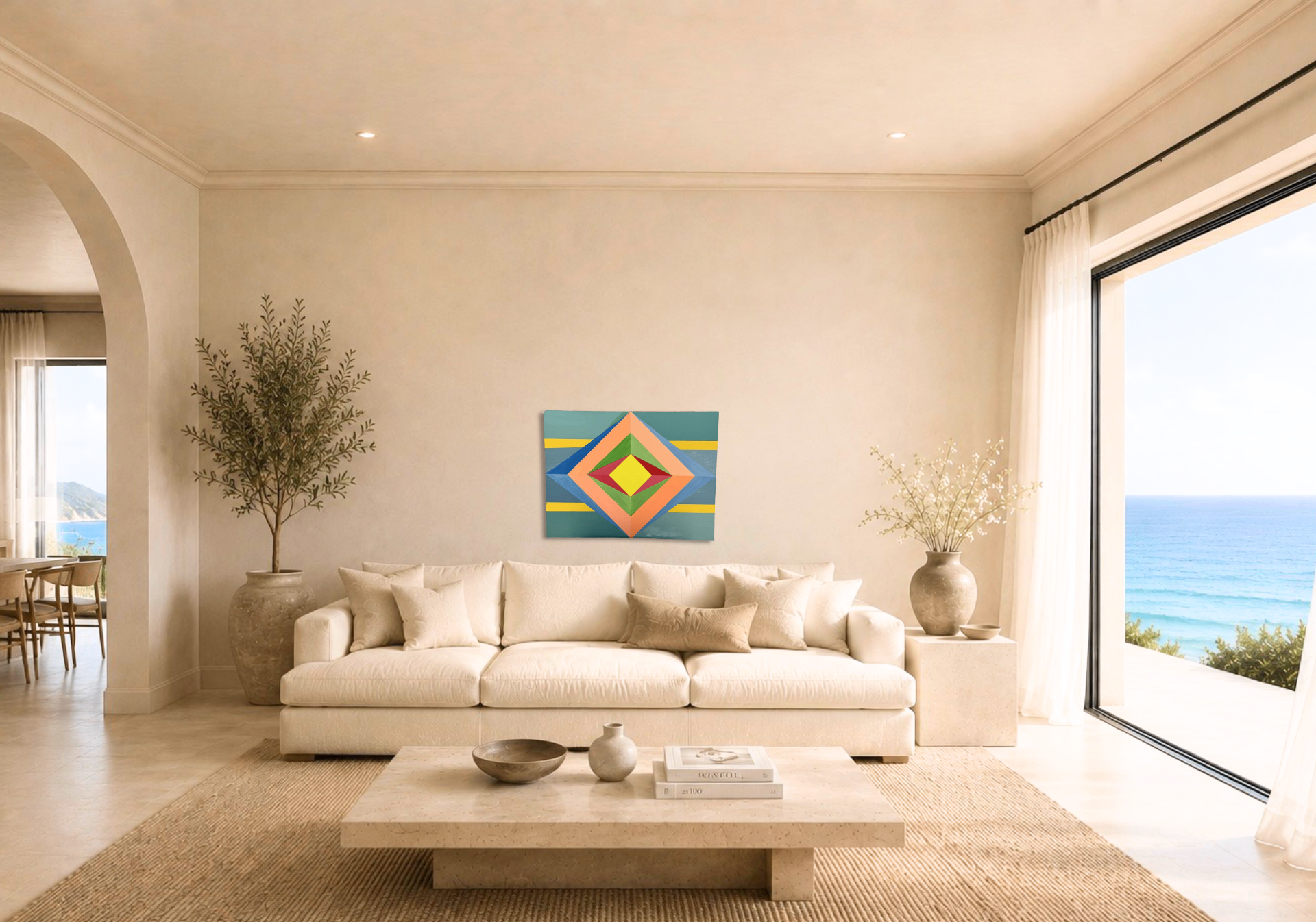 Stretch, Reach, Repeat shown in a room setting