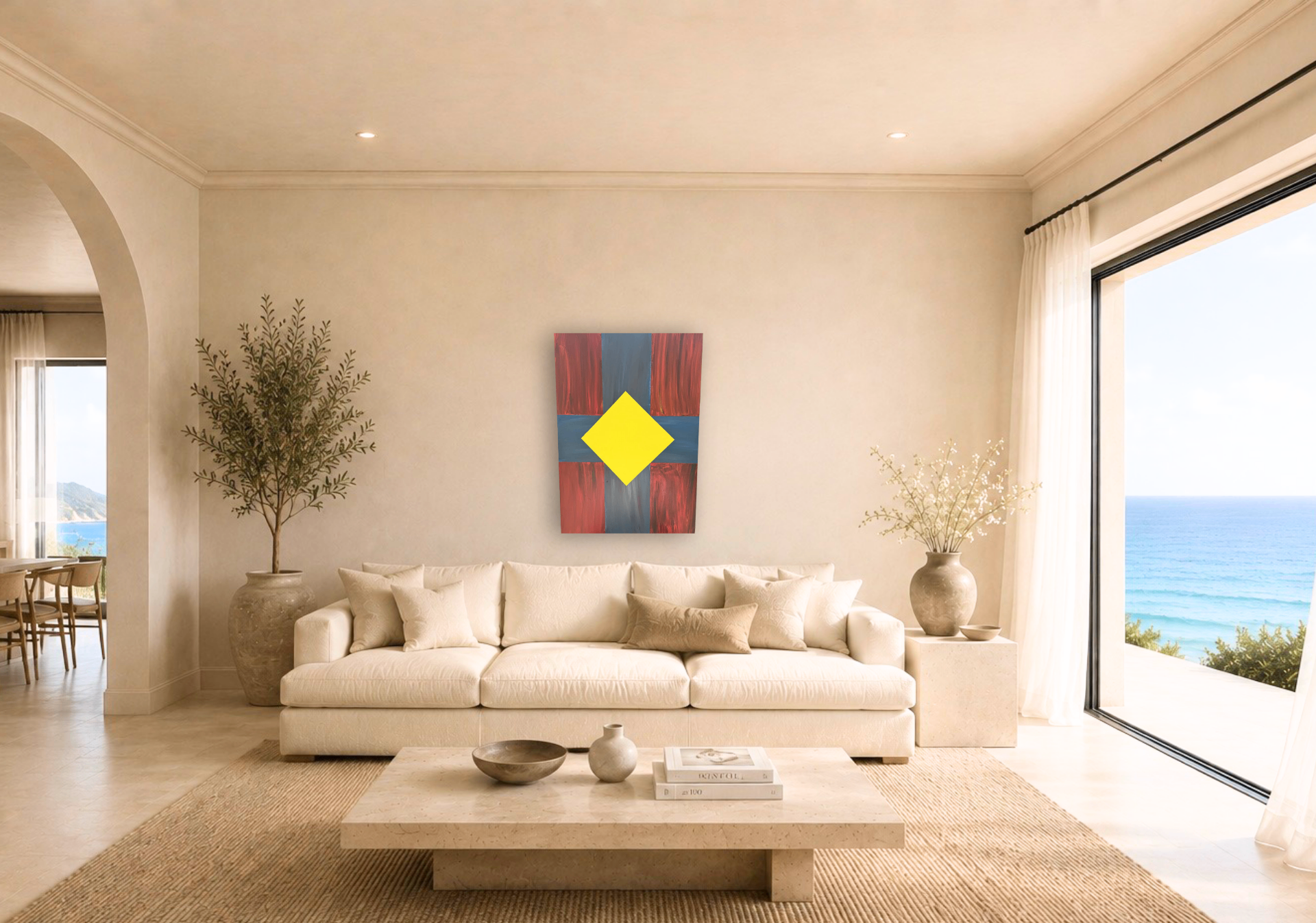 Yellow Diamond Cross shown in a room setting